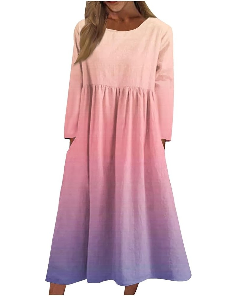 Women's Summer Dresses 2024 Casual Maxi Dress Long Sleeve Elegant Irregular Party Dress Church Dresses 1-pink $12.40 Dresses