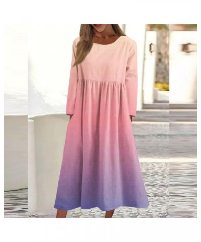 Women's Summer Dresses 2024 Casual Maxi Dress Long Sleeve Elegant Irregular Party Dress Church Dresses 1-pink $12.40 Dresses