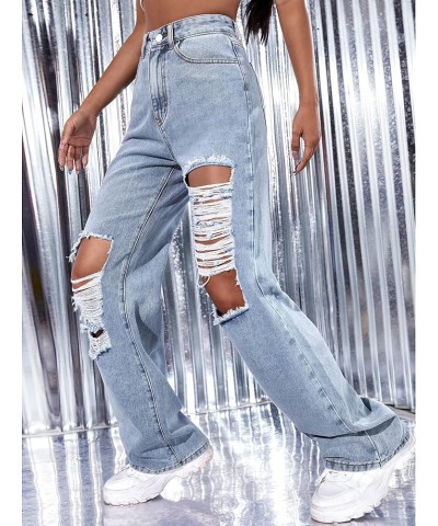 Women's Jeans High Waist Ripped Wide Leg Jeans Jeans for Women Light Wash $28.70 Jeans