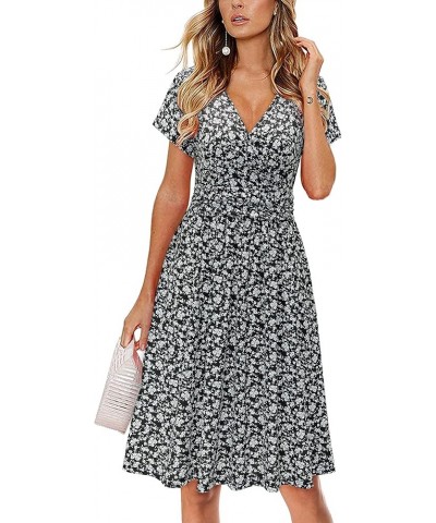 Women's Summer Short Sleeve V-Neck Floral Short Party Dress with Pockets Short Sleeve Floralz10-419 $12.60 Dresses