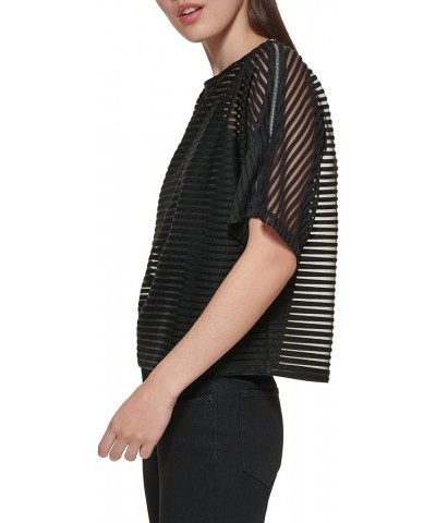 Women's Striped Short-Sleeve Easy Top Black $25.42 Blouses