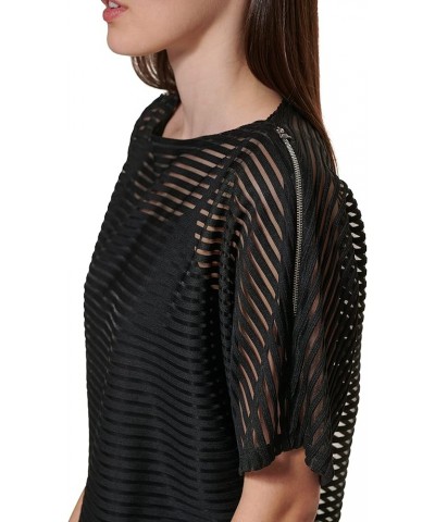 Women's Striped Short-Sleeve Easy Top Black $25.42 Blouses