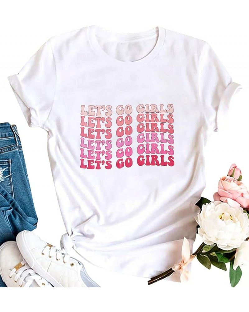 Let's Go Girls T Shirt Women Bachelorette Party Shirt Bride Gifts Shirts Wedding Vacation Short Sleeve Tee Tops White 4 $10.0...