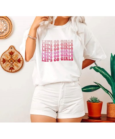 Let's Go Girls T Shirt Women Bachelorette Party Shirt Bride Gifts Shirts Wedding Vacation Short Sleeve Tee Tops White 4 $10.0...