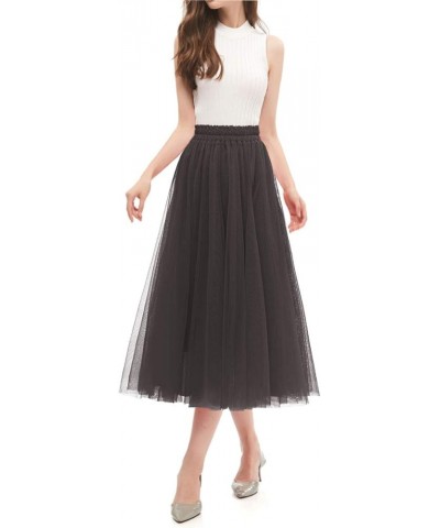 Women's A Line Tulle Party Evening Tutu Skirts Tea Length Gray $17.64 Others