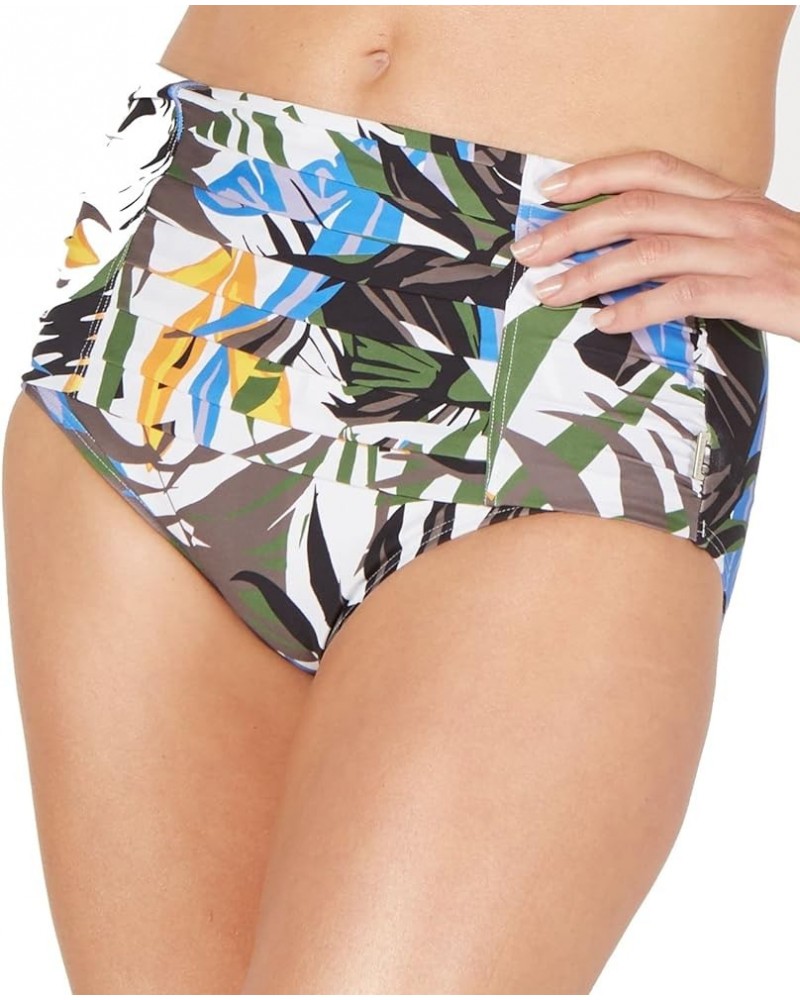 Standard Pleated High Waist Bikini Swimsuit Bottom Olive Multi $9.94 Swimsuits