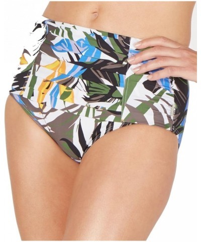 Standard Pleated High Waist Bikini Swimsuit Bottom Olive Multi $9.94 Swimsuits