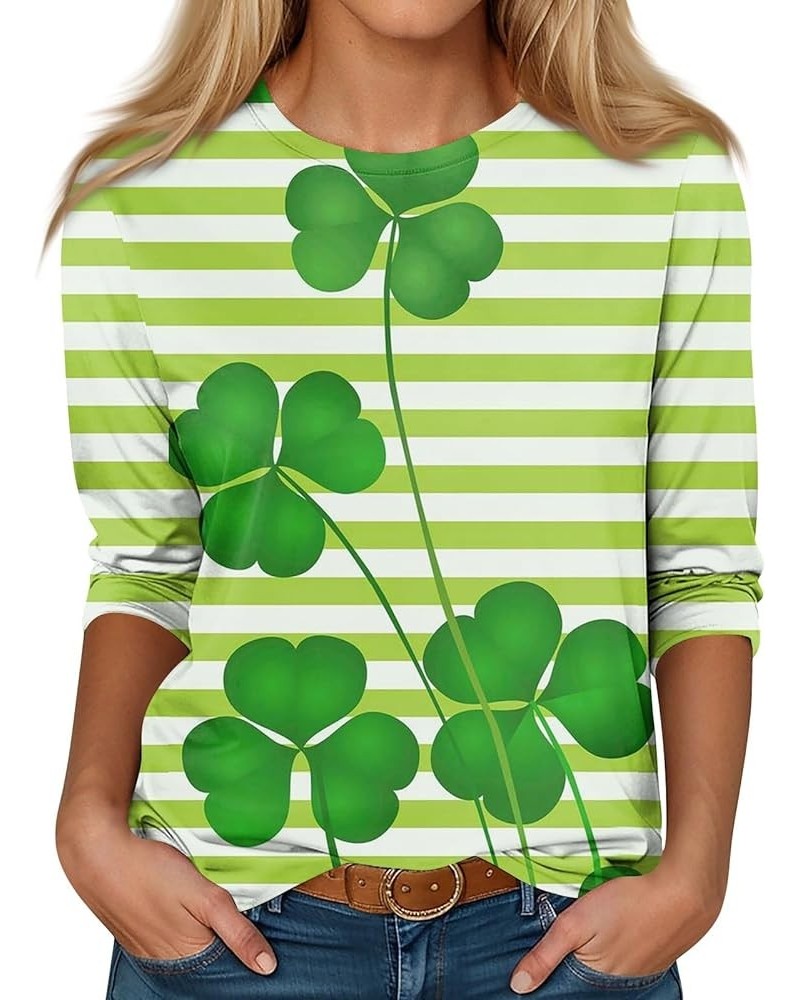 Women's St. Patrick's Day 3/4 Sleeve Round Neck Green Shamrock Print Top, Soft Loose Blouse Tees 5-mint Green $7.79 T-Shirts