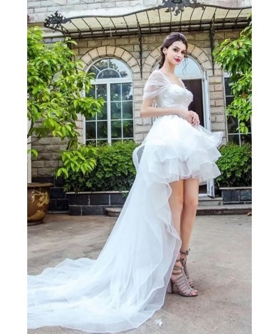 Women's Satin Off The Shoulder Wedding Gowns for Bride 2023 A-line Tea Length Bridal Dresses White Y85 Style11 White $39.90 D...