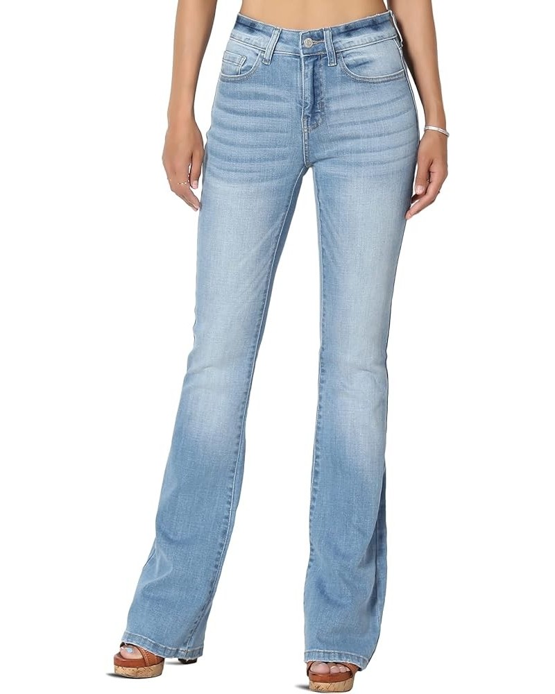 Vintage Versatile Washed Stretch Denim Mid Rise Slim Boot Cut Jeans Clyde Light $22.94 Jeans