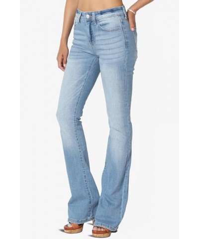 Vintage Versatile Washed Stretch Denim Mid Rise Slim Boot Cut Jeans Clyde Light $22.94 Jeans