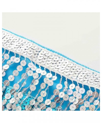 Women Boho Beach Sequin Tassel Mini Skirts Music Festival Party Club Hip Scarf Belt Wrap Skirt Multi-blue $11.52 Skirts