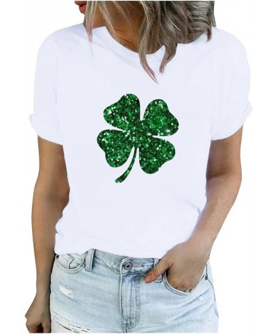 Women St Patricks Day Shirt Shamrock Shirts for Women Women's Crew Neck T Shirts Casual Short Sleeve Summer Basic Tops Tees 0...