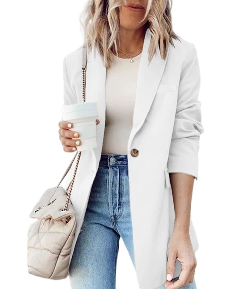 Womens Blazer for Work Casual Long Sleeve Lapel Collar Blazer Jackets with Pockets White $16.56 Blazers