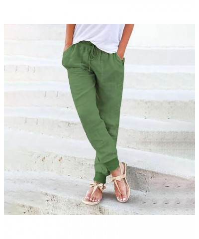 Sweatpants Women,Womens Tapered Pants Cotton Linen Drawstring Back Elastic Waist Pants Casual Trousers with Pockets C-ag $5.2...