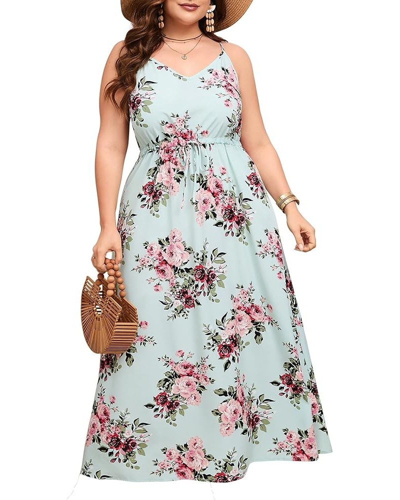 Sexy Maxi Dress Summer Dresses for Women Sleeveless Causal Plus Size Floor Length Long Sundresses Rose in Light Green $13.12 ...