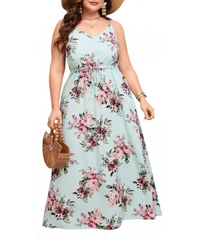 Sexy Maxi Dress Summer Dresses for Women Sleeveless Causal Plus Size Floor Length Long Sundresses Rose in Light Green $13.12 ...