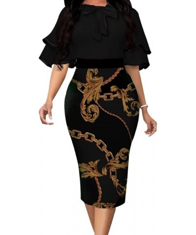 Women's Church Dress Sexy Midi Dress Bodycon Work Dresses C-black $19.70 Dresses