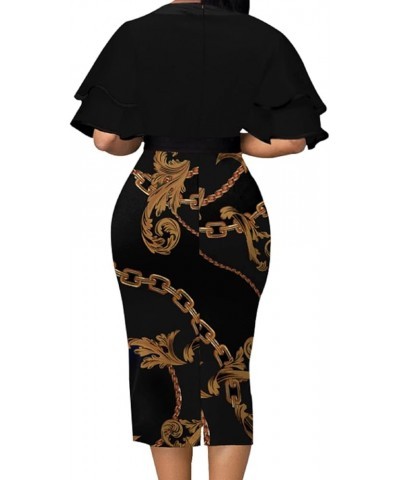 Women's Church Dress Sexy Midi Dress Bodycon Work Dresses C-black $19.70 Dresses