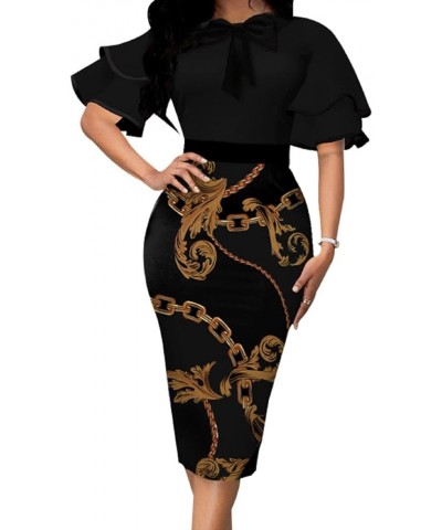 Women's Church Dress Sexy Midi Dress Bodycon Work Dresses C-black $19.70 Dresses