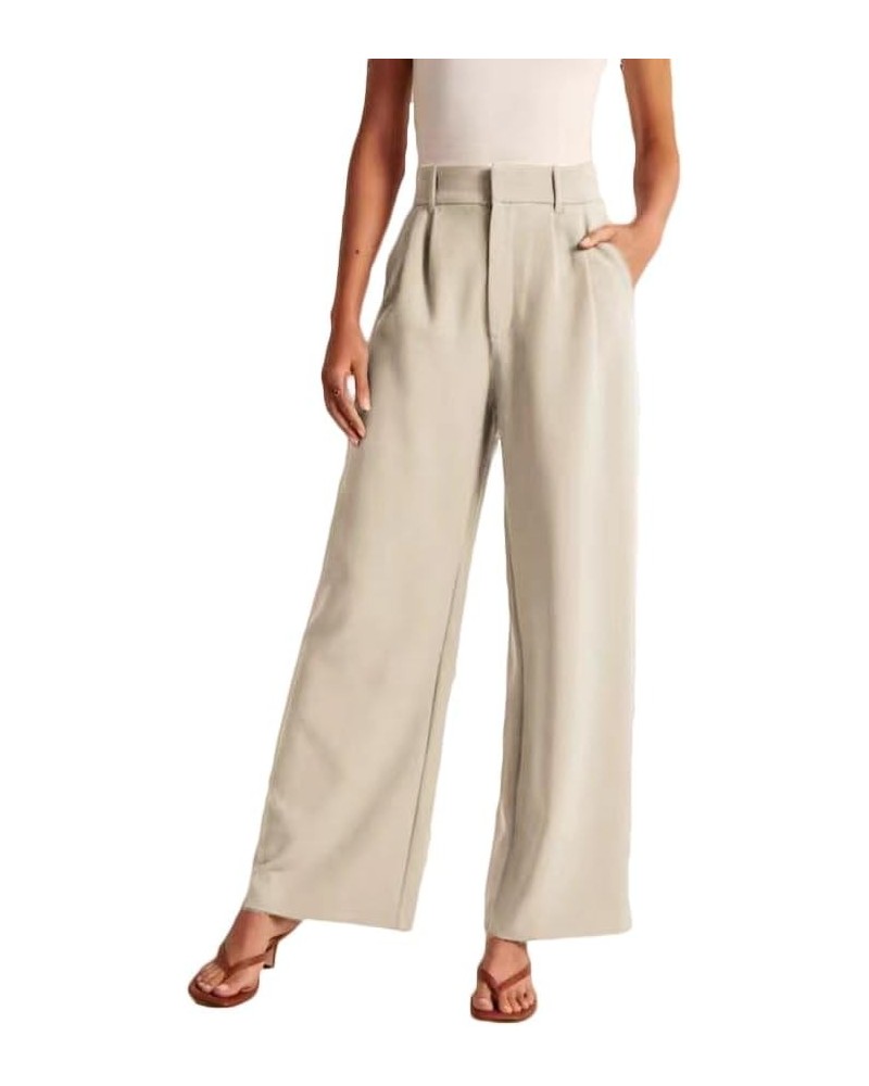 Womens Dress Pants High Waisted Business Casual Straight Long Work Clothing Wide Leg Pants Woman Multicolor(short) $10.75 Pants