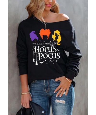 Valentine's Day Women Long Sleeve Off Shoulder Sweatshirt Magic Hocus Pocus Black $10.00 Hoodies & Sweatshirts