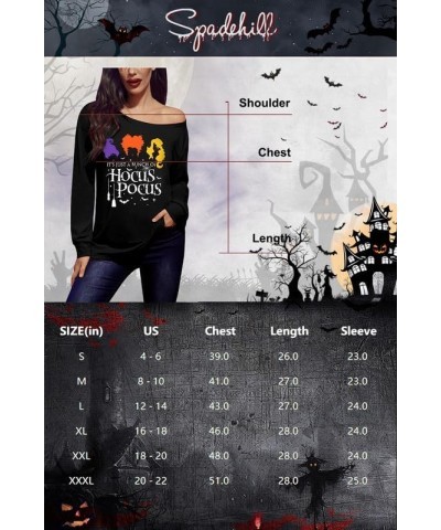 Valentine's Day Women Long Sleeve Off Shoulder Sweatshirt Magic Hocus Pocus Black $10.00 Hoodies & Sweatshirts