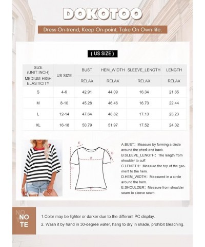 Tops for Women Striped 2024 Fashion T Shirts for Women Color Blocking Design Loose Basic Tee Blue Stripe $12.97 Tops