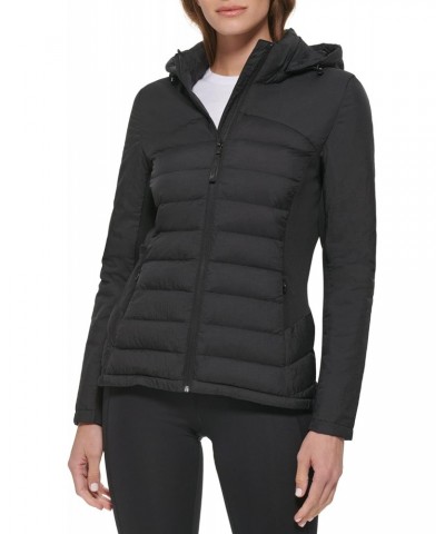 Women's Lightweight Scuba Side Panels Adjustable Hood Zip Pockets Puffer, Black, X-Large $36.75 Jackets