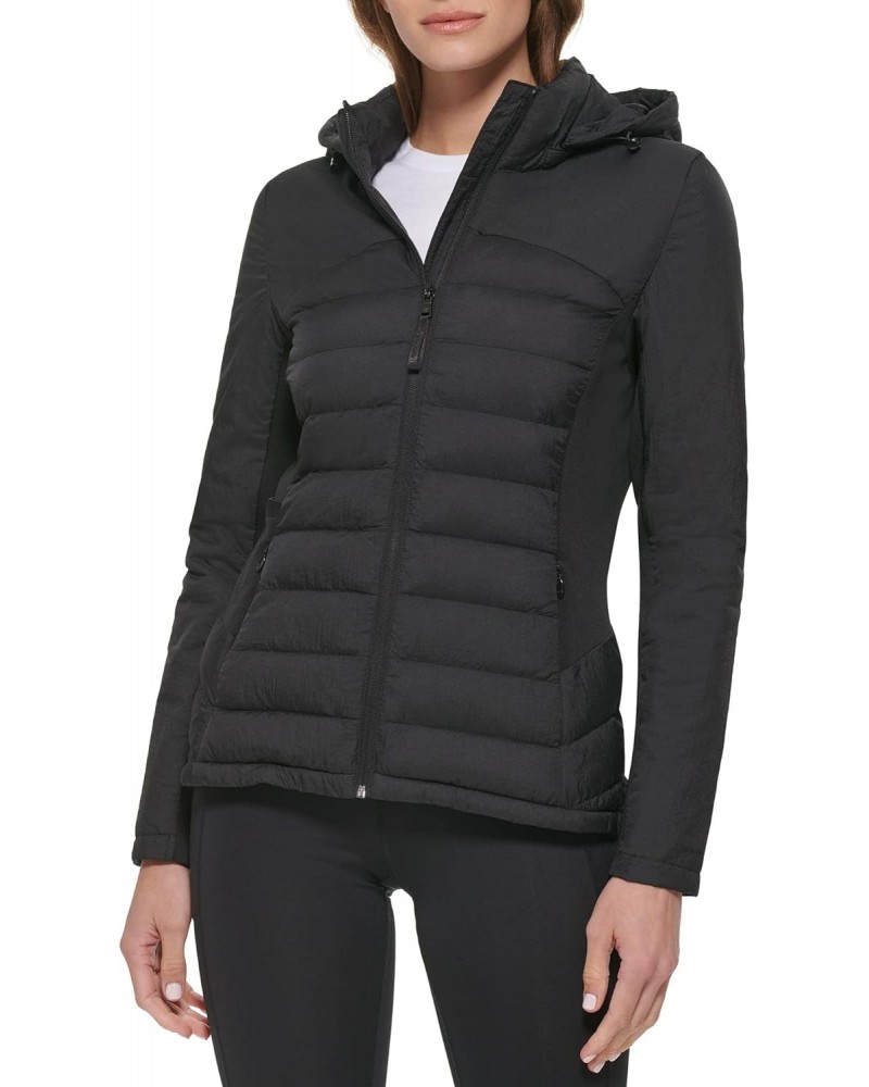 Women's Lightweight Scuba Side Panels Adjustable Hood Zip Pockets Puffer, Black, X-Large $36.75 Jackets