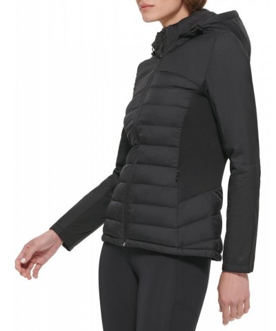 Women's Lightweight Scuba Side Panels Adjustable Hood Zip Pockets Puffer, Black, X-Large $36.75 Jackets