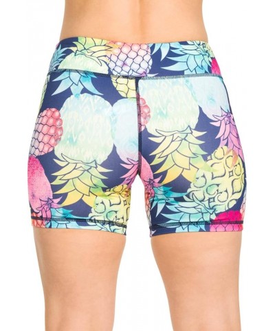 Women's 5" Stretch Yoga Shorts - Fitness, WOD, Yoga, Running, Pineapple Multi $11.79 Activewear