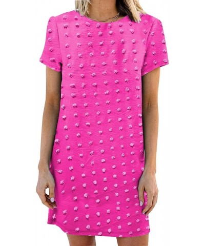 Women's Summer Casual T Shirt Dresses Short Sleeve Crewneck Neck Swing Dress with Pockets Hot Pink C06 $15.92 Dresses