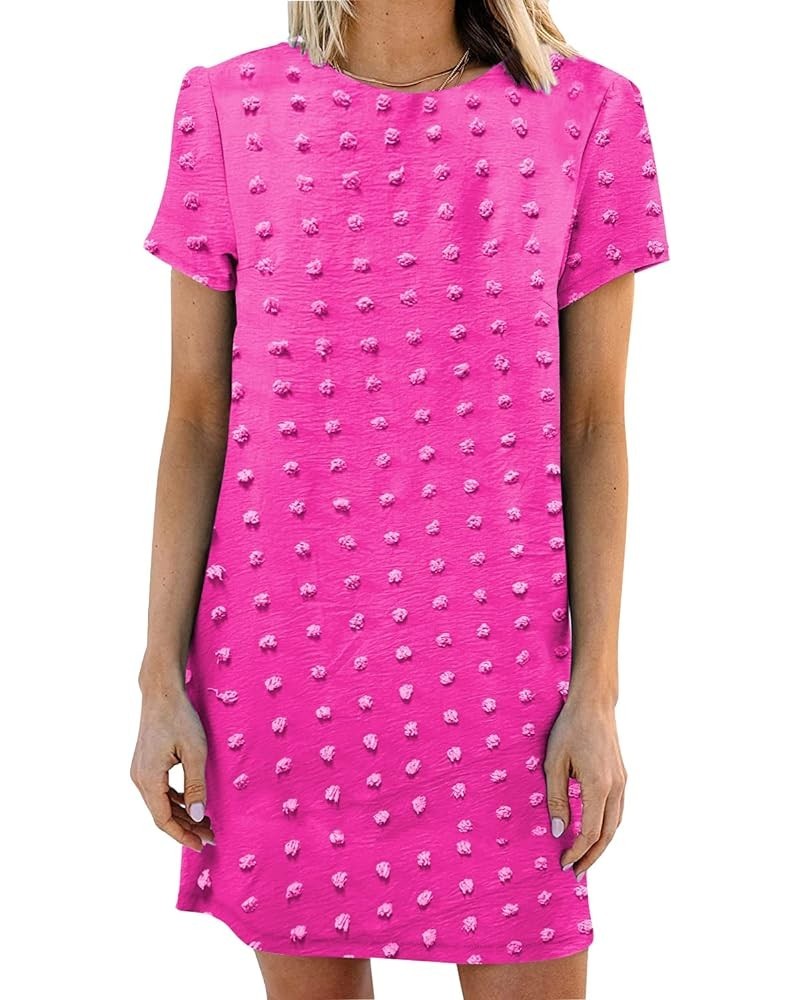 Women's Summer Casual T Shirt Dresses Short Sleeve Crewneck Neck Swing Dress with Pockets Hot Pink C06 $15.92 Dresses