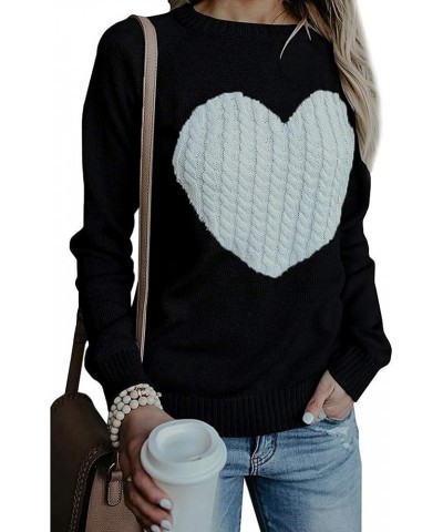 Women/Teen Girls Trendy Argyle Plaid/Heart Knitted Sweater Pullover Long Sleeve Soft Stretchy Winter Valentine Black $24.89 S...