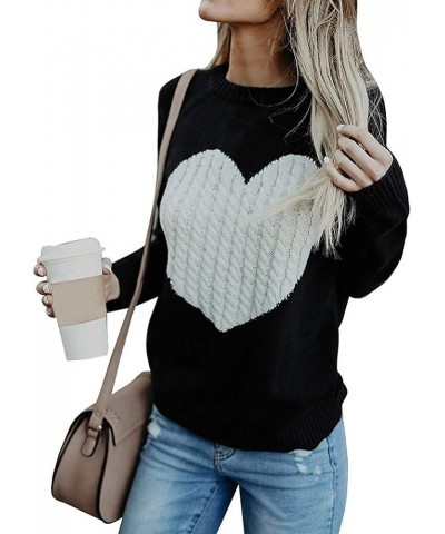 Women/Teen Girls Trendy Argyle Plaid/Heart Knitted Sweater Pullover Long Sleeve Soft Stretchy Winter Valentine Black $24.89 S...