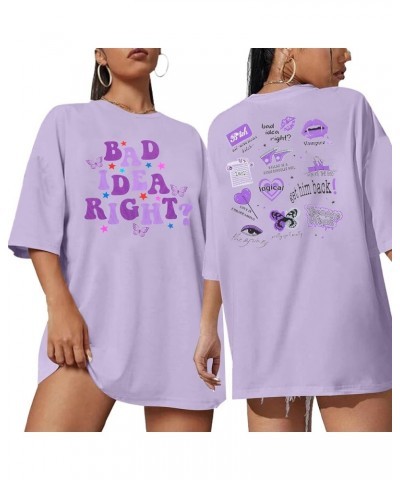 Concert Shirt Women Oversized Bad Idea Right Shirts Retro Country Music Shirt Oversized Music Lover Fans Tee Tops Purple $15....