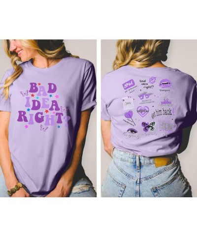 Concert Shirt Women Oversized Bad Idea Right Shirts Retro Country Music Shirt Oversized Music Lover Fans Tee Tops Purple $15....