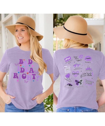 Concert Shirt Women Oversized Bad Idea Right Shirts Retro Country Music Shirt Oversized Music Lover Fans Tee Tops Purple $15....