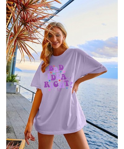 Concert Shirt Women Oversized Bad Idea Right Shirts Retro Country Music Shirt Oversized Music Lover Fans Tee Tops Purple $15....