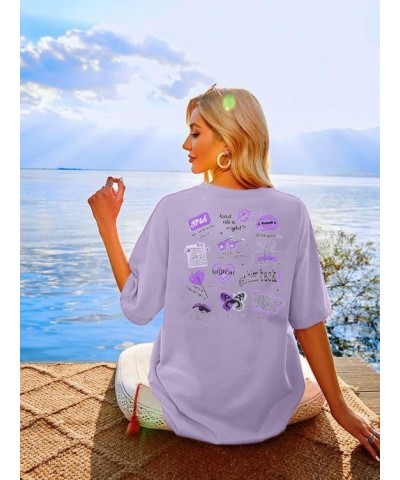 Concert Shirt Women Oversized Bad Idea Right Shirts Retro Country Music Shirt Oversized Music Lover Fans Tee Tops Purple $15....