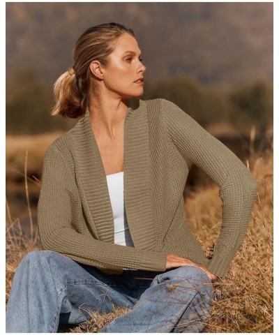 Women's 2024 Fall Winter Long Sleeve Open Front Casual Lightweight Soft Knit Cardigan Sweater Outerwear Light Khaki $22.94 Sw...