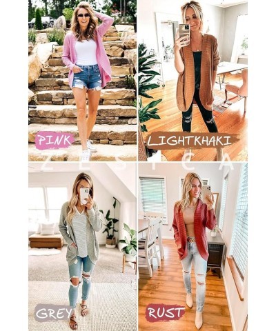 Women's 2024 Fall Winter Long Sleeve Open Front Casual Lightweight Soft Knit Cardigan Sweater Outerwear Light Khaki $22.94 Sw...