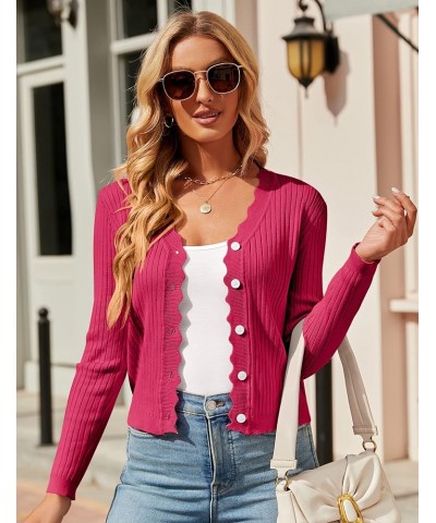 Womens Cropped Cardigan Knit Shrugs for Dresses Tops V Neck Button Down Cardigans Sweaters Red $6.95 Sweaters