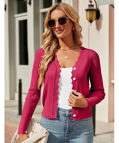 Womens Cropped Cardigan Knit Shrugs for Dresses Tops V Neck Button Down Cardigans Sweaters Red $6.95 Sweaters