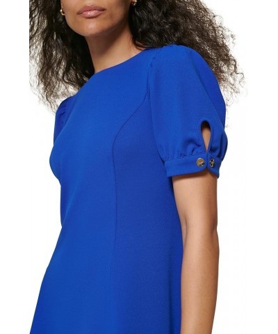 Women's Short Sleeve Fit and Flare Jewel Neck Dress Dp Cobalt $37.74 Dresses