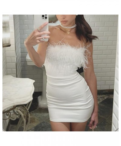 Women Summer Sexy Dress Halter Sleeveless Bodycon Casual Party Tank Top Dress Straps Midi Spaghetti Dress Furry White $15.12 ...