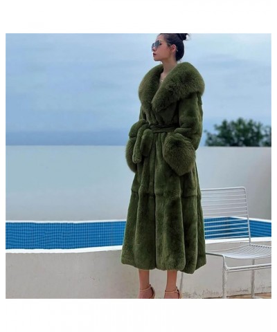 Women's Winter Warm Large Size Solid Color Faux Fur Women Long Sleeve Women Fur Coat Beige $44.09 Coats