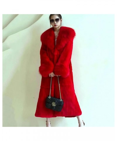 Women's Winter Warm Large Size Solid Color Faux Fur Women Long Sleeve Women Fur Coat Beige $44.09 Coats