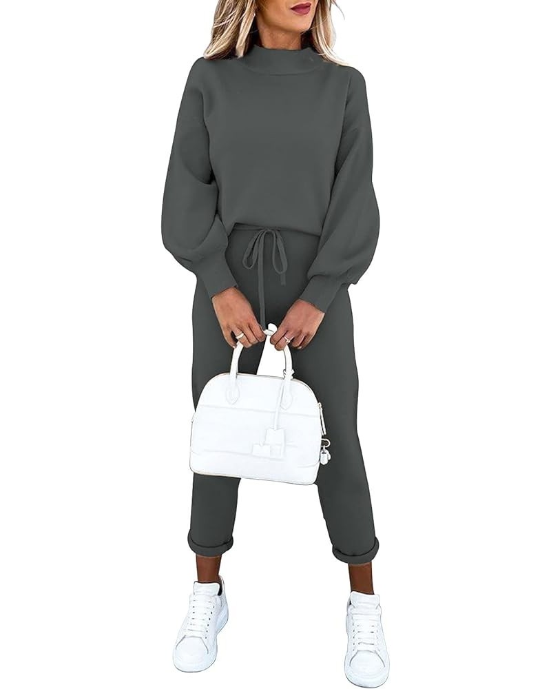 Women's 2 Piece Outfits Long Sleeve Pullover Sweatshirt Jogger Pants Sweatsuit 01-grey $30.58 Activewear